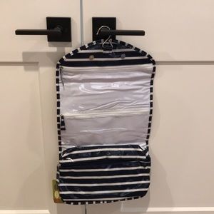Blue and white striped hanging make up carrier